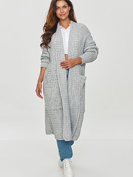 Cardigan Makadamia  Women\'s long cardigan with oversize cut is an ideal choice for women who appreciate comfort. The sweater reaches below the knees, which giv