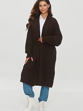 Cardigan Makadamia  Women\'s long cardigan with an oversize cut is an ideal choice for women who appreciate comfort. The sweater reaches below the knees, which 