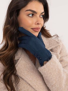 Gloves AT  Elegant women\'s gloves made of warm smooth material. Decorative buttons at the wrists. The index finger with embroidered flower, allowing y