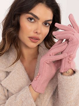 Gloves AT  Elegant women\'s gloves made of warm smooth material. Decorative buttons at the wrists. Index finger with embroidered flower, allowing you t