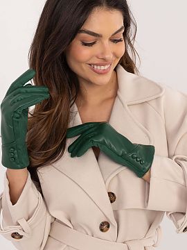 Gloves AT  Elegant women\'s gloves made of insulated material combined with ecological leather. At the wrists decorative buttons. Index finger with an 