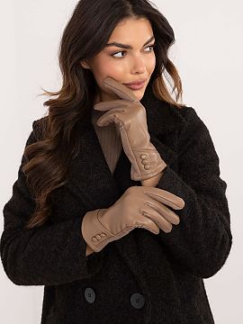 Gloves AT  Elegant women\'s gloves made of insulated material combined with ecological leather. At the wrists decorative buttons. Index finger with an 