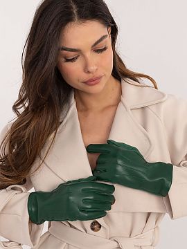 Gloves AT  Elegant women\'s gloves made of insulated material combined with ecological leather. Index finger with an embroidered flower, allowing you t