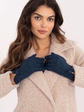 Gloves AT  Elegant women\'s gloves made of insulated smooth material. At the wrists decorative button and slit. The index finger with an embroidered fl