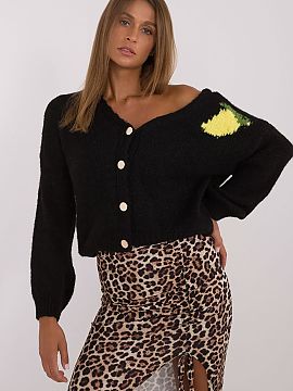 Cardigan Italy Moda  Women\'s casual sweater perfect for everyday occasions. It is characterized by an original print on the back and a subtle, small print on th