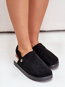 Slippers Step in style  Women\'s platform slippers made of eco-suede are a stylish choice for cold days. The interior is insulated with soft sheepskin for warmth an