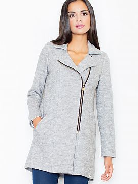Coat Figl  A stylish short coat, fitted to the figure. Distinguished by its elegance and versatility. Fastening with a spectacular gold zipper gently m