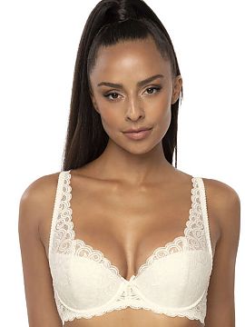 Padded bra Mat  The unconventional Natalie bra features the design of the Carmela model. The padded bra is made of striking lace, which sits beautifully on 