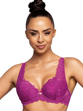 Padded bra Mat  Sensational Carmela bra. It beautifully presents itself on every bust. Made entirely of delicate magenta lace, which seductively lays on the