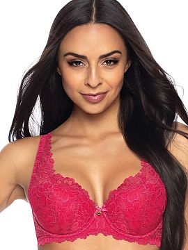 Padded bra Mat  Sensational Carmela bra. Beautifully presents itself on every bust. Made entirely of delicate ruby lace, which sensually lays on the chest a