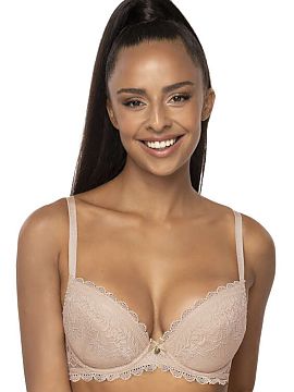 Push up Mat  Estelle, a delicate and subtle model with push-up cups and a lowered center. The bra is available in three color versions: white, black, and