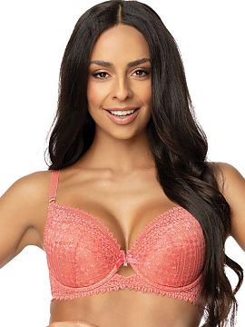 Push up Mat  The stunning Maddie model in coral and navy blue. Designed for lovers of classic yet captivating lingerie. The push-up bra is entirely made 