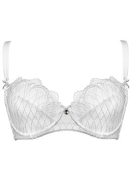 Soft Mat  Seductive lingerie with soft cups in the color of classic white. The model perfectly collects and models the bust. The cups are decorated wi