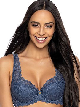 Padded bra Mat  Phenomenal Carmela bra. It looks beautiful on any bust. Entirely made of fine sapphire-colored lace, which sexily lays on the breasts and cr