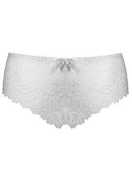 Shorts Mat  Tempting and alluringly see-through panties made entirely of delicate white lace. They sexily wrap feminine charms. Cotton gusset.
