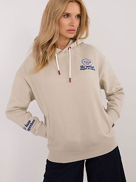 Sweatshirt Sublevel  Women\'s casual sweatshirt, perfect for everyday wear, made of a blend of cotton and polyester, providing comfort and durability. It feature
