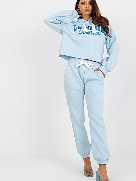 Set Ex Moda  Casual tracksuit set, consisting of a hoodie and pants, is a perfect choice for everyday stylizations. The hoodie with a print on the front 
