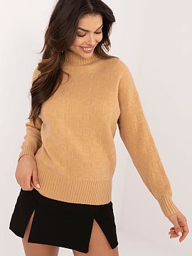 Jumper AT  Casual sweater with a turtleneck, perfect for everyday wear and work. Made of a blend of acrylic and polyester, it guarantees comfort and wa