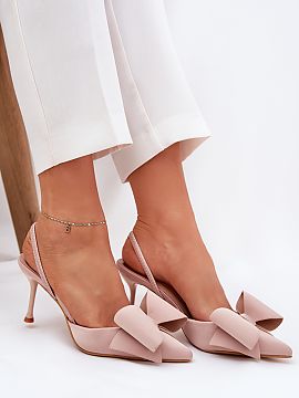 High heels Step in style  Elegant women\'s high heels with an open heel are a perfect choice for women who want to combine style with comfort. Made of textile materia