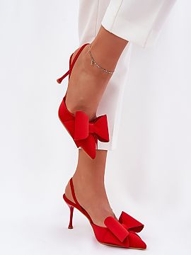 High heels Step in style  Elegant women\'s high heels with an open heel are a perfect choice for women who want to combine style with comfort. Made of textile materia