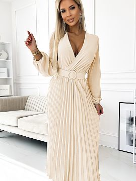 Cocktail dress Numoco  Pleated midi dress with a wrap neckline. The elegant and timeless VIVIANA dress is the perfect choice for any occasion. The wrap neckline be