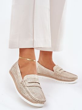 Mocassin Step in style  Women\'s moccasins made of eco-leather, which combine lightness with comfort. Set on a delicate platform, they add subtle height, and the ro