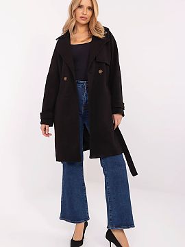 Coat Och Bella  Casual women\'s coat, perfect for everyday wear and work. Made of high-quality polyester, it is lightweight yet durable. The knee-length coa