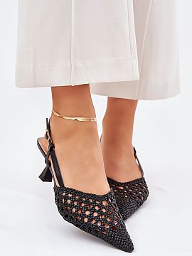 High heels Step in style  Women\'s high heels with an open heel, which dazzle with their appearance. The model fastens with a buckle, ensuring a perfect fit to the fo