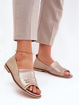 Ballet flats Step in style  Ballerinas made of natural leather and suede. Set on a flat heel. This model is distinguished by open toes and a small decoration at the fro