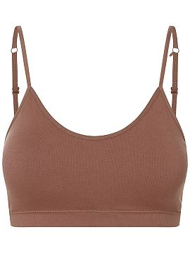 Soft Henderson  Modern bra in the form of a flexible top, made of soft fabric with a trendy, ribbed structure. The model is put on over the head, without fa