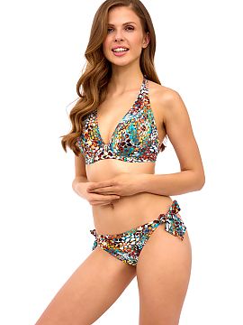 Swimming bra Lupo Line  Discover the beauty of nature with our Luna bra, preserved in earth tones. A swimsuit top with a striking colorful print that celebrates fem