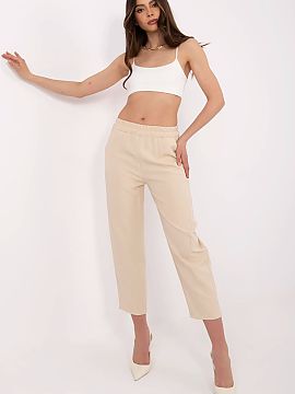 Women trousers Och Bella  Elegant women\'s cigarette trousers are the perfect combination of style and comfort. Made of smooth material predominantly polyester with a