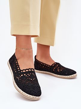 Espadrille Step in style  Lace women\'s espadrilles. Made of delicate lace, they perfectly complement summer outfits. The soft eco leather insole provides comfort all