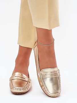 Mocassin Step in style  Classic, women\'s moccasins are made of eco leather. This model has a decorative strap at the front. The moccasins are placed on a non-slip 