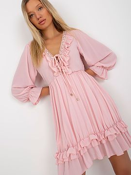 Daydress Och Bella  Summer boho dress with a flared cut is a feminine and stylish proposal for everyday wear and work. Made of a light combination of polyester 