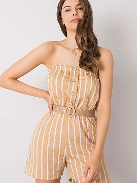 Suit Rue Paris  A casual striped jumpsuit is a stylish and comfortable option for everyday stylings. Made of lightweight, breathable material, it works perf