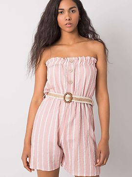 Suit Rue Paris  Casual striped jumpsuit is a stylish and comfortable option for everyday stylizations. Made of light, breathable material, it works perfectl