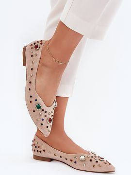 Ballet flats Step in style  Women\'s ballet flats made of eco suede, decorated with crystals that add elegance and shine to them. Pointed toes visually elongate the leg