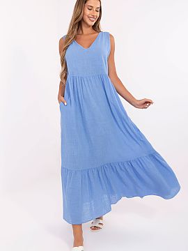 Daydress Och Bella  A long, summer dress with a flared cut is an ideal choice for everyday, warm days. Made of natural cotton, it provides breathability and com