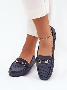 Mocassin Step in style  Women\'s openwork moccasins made of eco leather. The gold decoration on the front gives them a unique character. Soft insole will ensure com