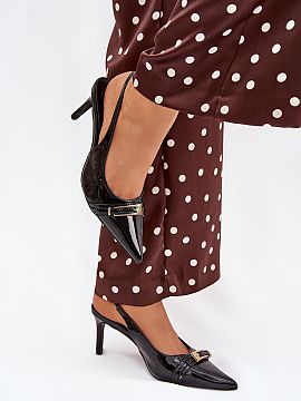 High heels Step in style  Stylish and elegant pumps made of eco-leather, set on a stiletto heel, are a combination of classic with a modern accent. There is a strap d