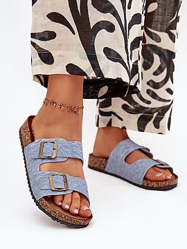 Flip-flops Step in style  Women\'s cork platform sandals with a contoured eco-suede insole are a combination of comfort and fashionable look. Two straps with adjustab