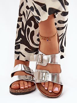 Flip-flops Step in style  Women\'s cork platform sandals with a profiled eco-suede insole are a combination of comfort and fashionable look. Two straps with adjustabl