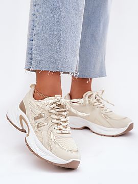Sport Shoes Step in style  Stylish sneakers on a massive sole are a combination of comfort and a fashionable look. Lacing decorated with shiny thread gives them a uniq