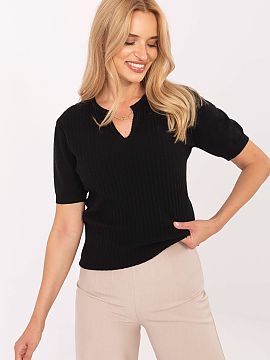 Short sleeve sweater Factory Price  An elegant women\'s short-sleeved sweater is a stylish proposition for work and everyday wear. Made of a soft blend of viscose, polyester, a