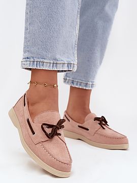 Mocassin Step in style  Women\'s loafers made of eco-suede are a comfortable and stylish choice for everyday wear. Set on a flat heel, they guarantee comfort, and r