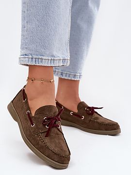 Mocassin Step in style  Women\'s loafers made of eco suede are a comfortable and stylish option for everyday wear. Set on a flat heel, they guarantee comfort, and t