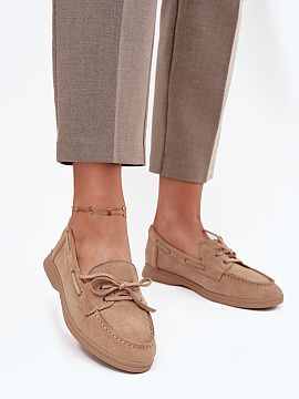 Mocassin Step in style  Women\'s loafers made of soft eco suede are a comfortable and stylish choice for everyday wear. Set on a flat sole, they guarantee comfort, 