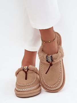 Slippers Step in style  Women\'s slippers made of eco suede. A subtle embroidery decorating the upper gives the model a stylish accent, making the slippers stand ou