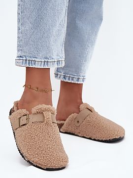 Slippers Step in style  Women\'s sheepskin-style slippers are the perfect combination of comfort and style. Covered, rounded toes provide comfort, and an adjustable